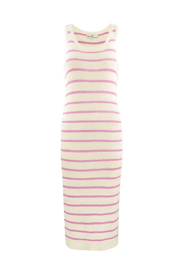 Knitted dress with stripes - pink 