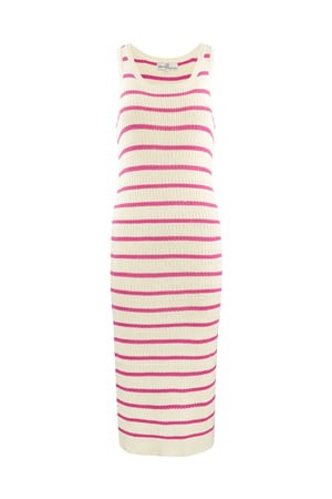 Knitted dress with stripes - fuchsia h5 