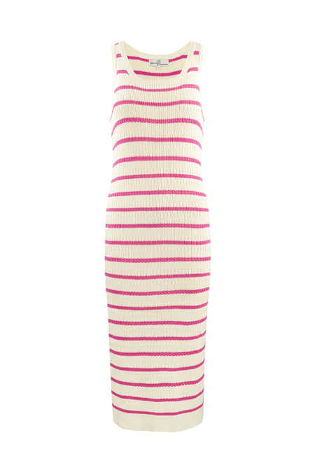 Knitted dress with stripes - fuchsia 2