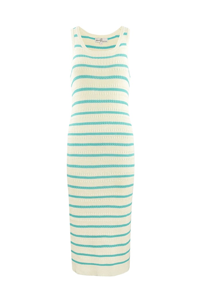 Knitted dress with stripes - green 