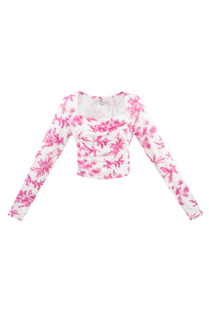 Long sleeve flower top - fuchsia  h5 