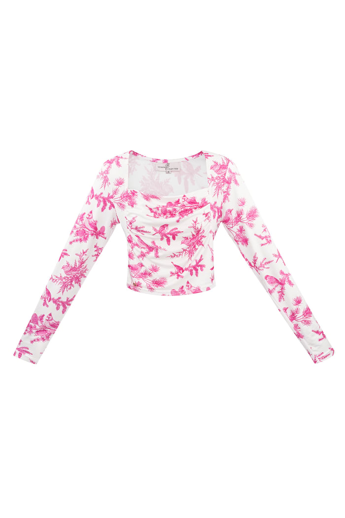 Long sleeve flower top - fuchsia  