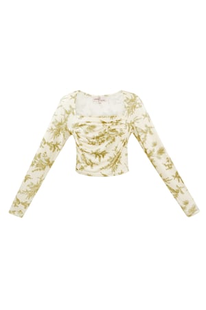 Long sleeve flower top - beige  h5 