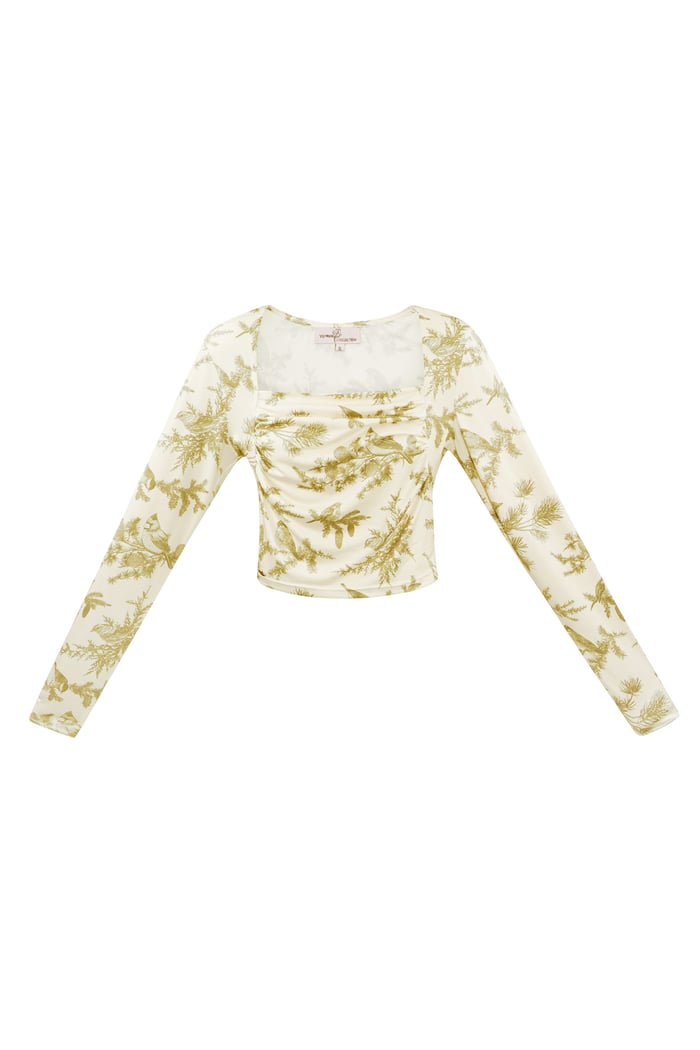 Long sleeve flower top - beige  