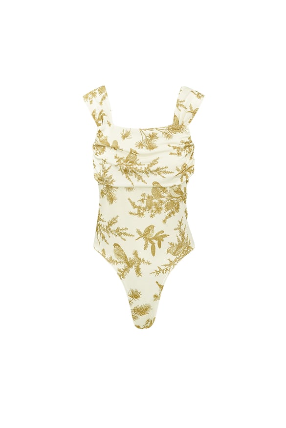 Bloemrijke kleurrijke body - beige 2