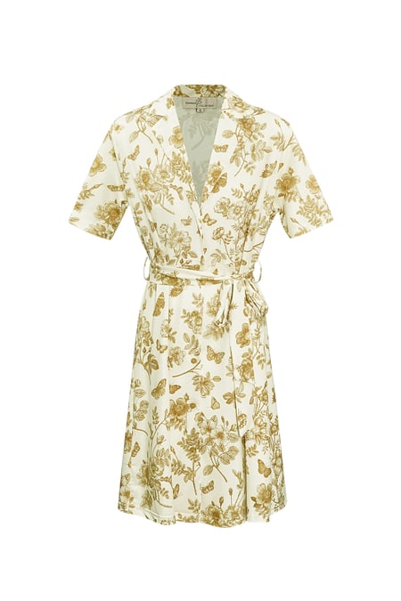 Flower dress with bow - beige  2