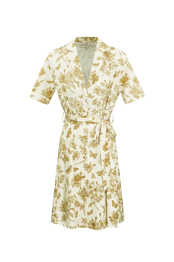 Flower dress with bow - beige  