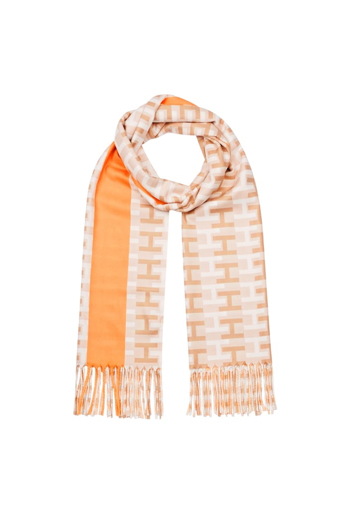 letter H scarf - Orange 