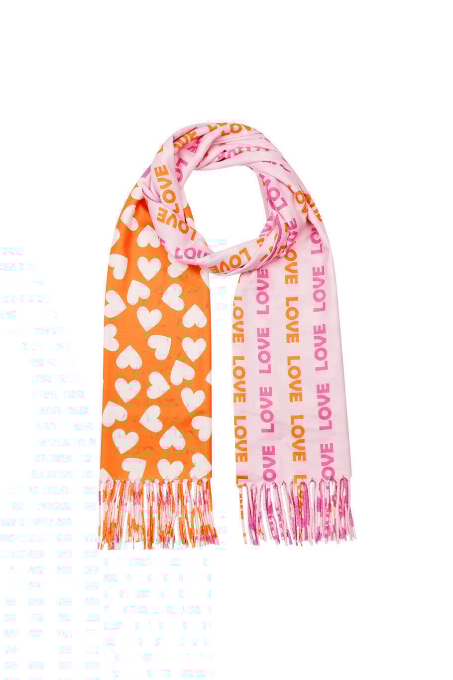 Schal mit Doppeldruck - orange-rosa