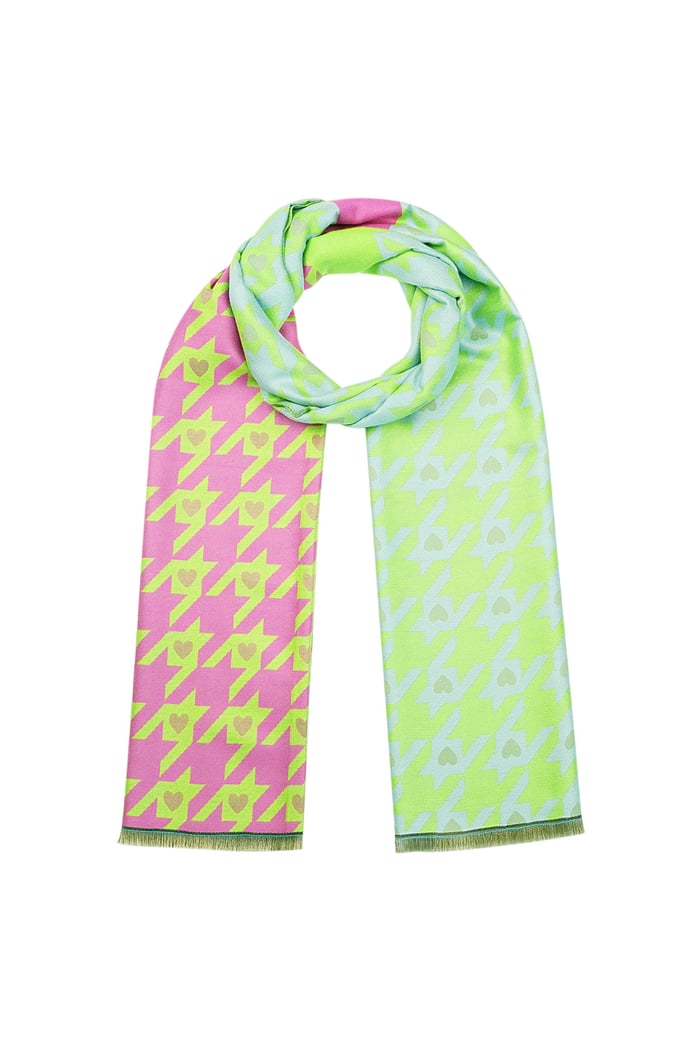 Neon heart scarf - blue/green 