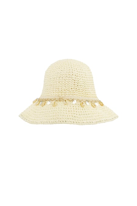 Beach hat with shells - off-white