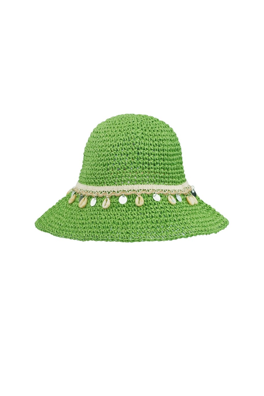 Beach hat with shells - brown