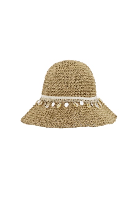 Beach hat with shells - brown