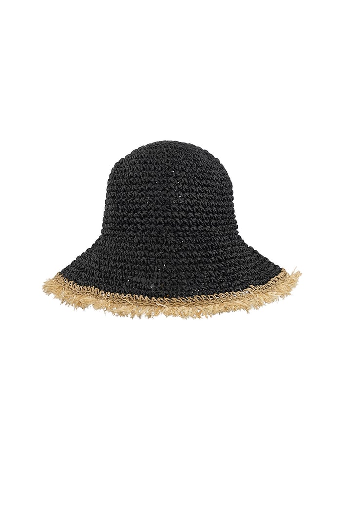 Hat with colored brim - black  