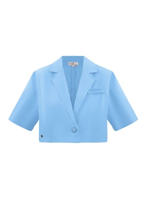 Pastel basic cropped blazer - blue h5 