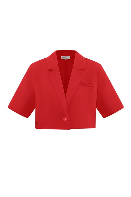 Pastel basic cropped blazer - red 2