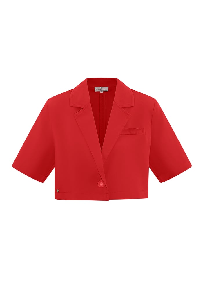 Pastellfarbener, kurz geschnittener Basic-Blazer – Rot 