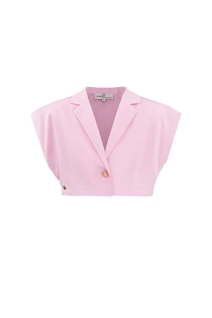 Cropped top with button - pink 