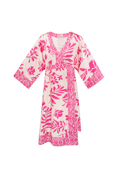 Midi dress with floral print - fuchsia 2