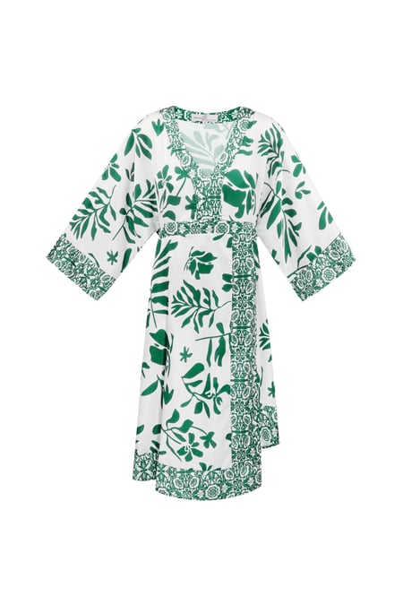 Midi dress with floral print - green 2