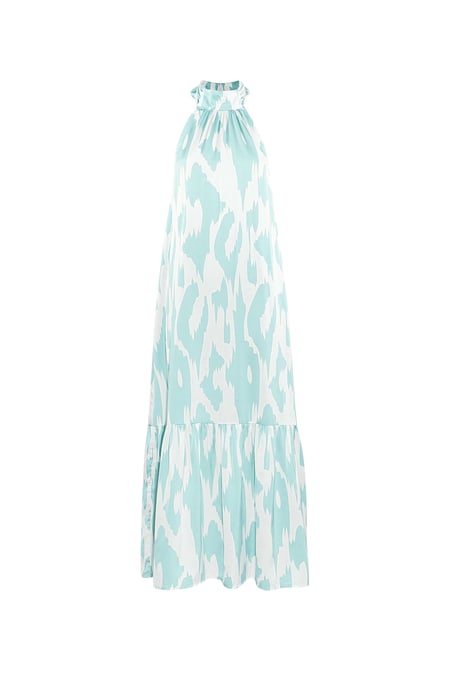 Halter dress with print - light blue  2