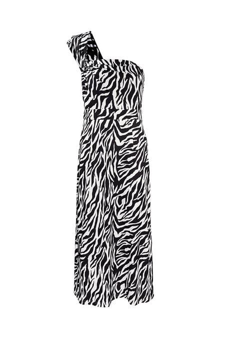 One-Shoulder-Zebrakleid - schwarz 2