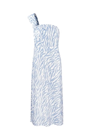 One shoulder zebra dress - light blue h5 