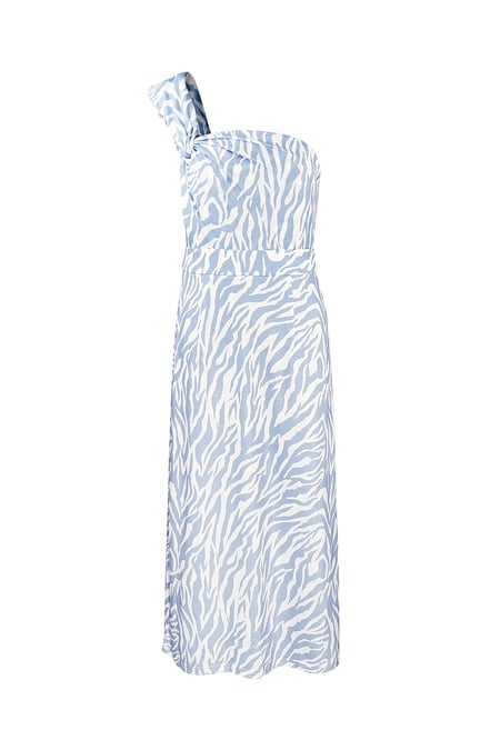 One shoulder zebra dress - light blue 2