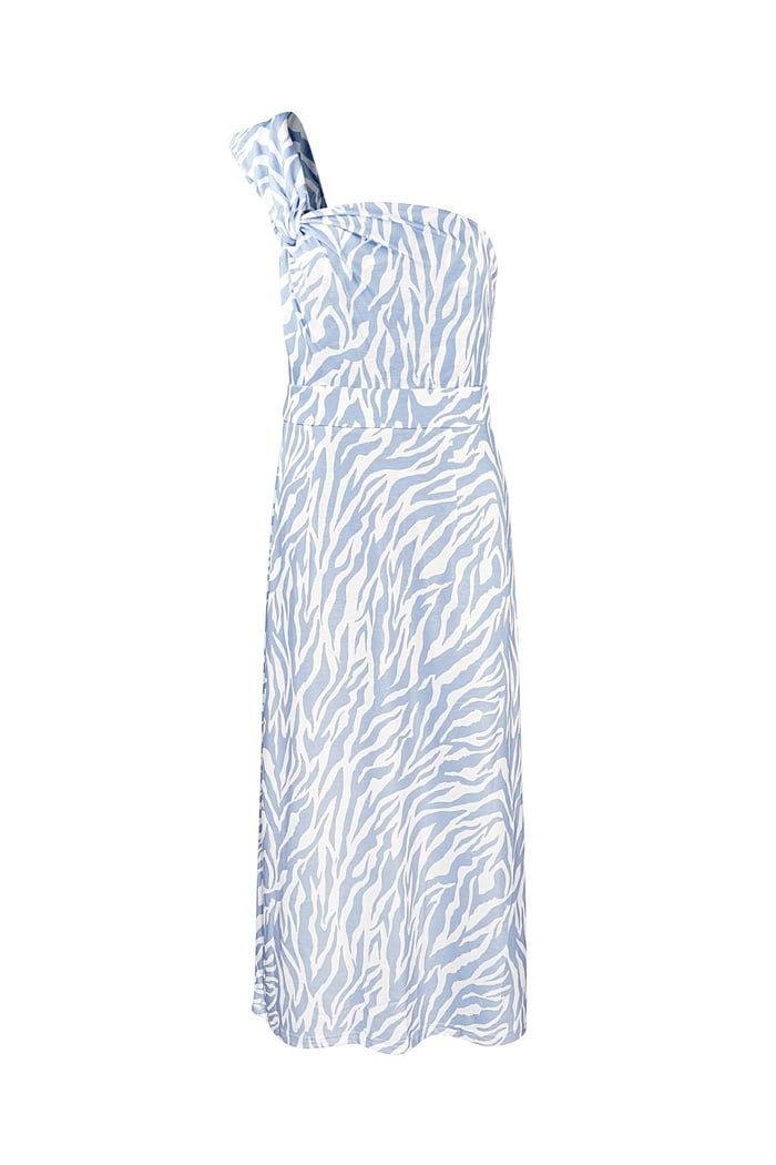 One shoulder zebra dress - light blue 