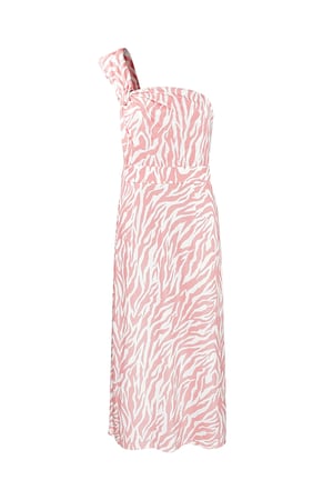 One shoulder zebra dress - pink h5 