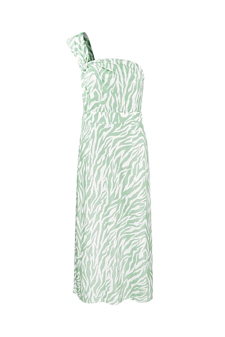 One shoulder zebra dress - green 2