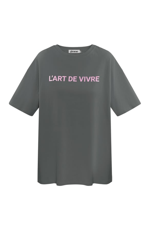 Tişört l'art de vivre - gri pembe