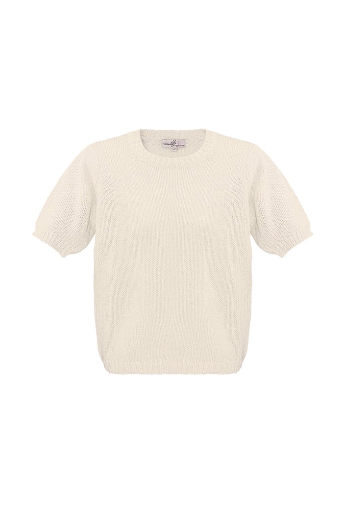 Basic-Shirt mit Puffärmeln – Beige 