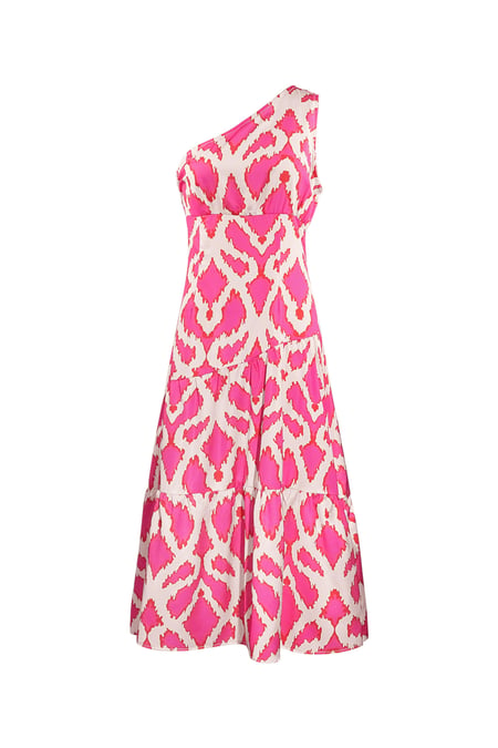 One-shoulder dress tropical bliss - fuchsia 2