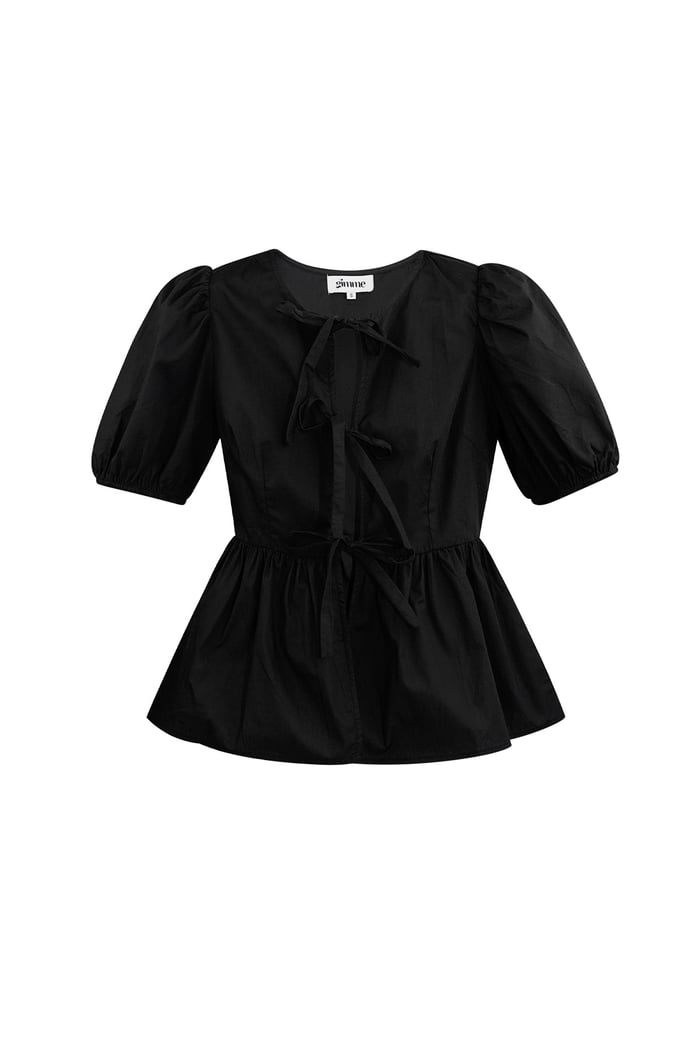 Musthave peplum blouse met strikjes - zwart 