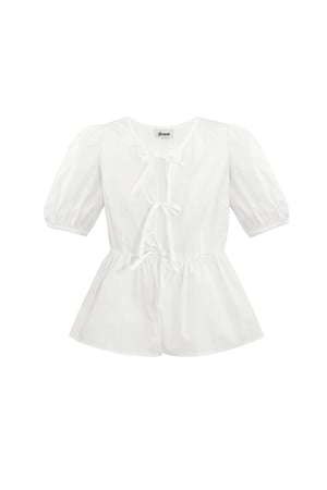 Must-have peplum blouse with bows - white h5 