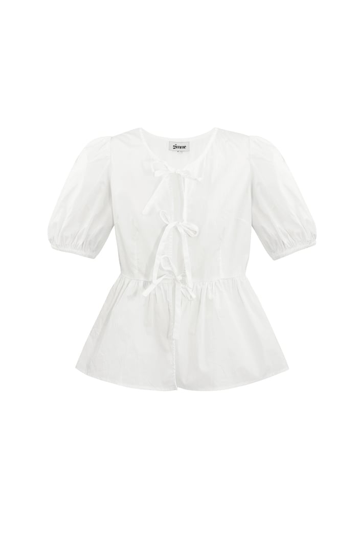 Must-have peplum blouse with bows - white 