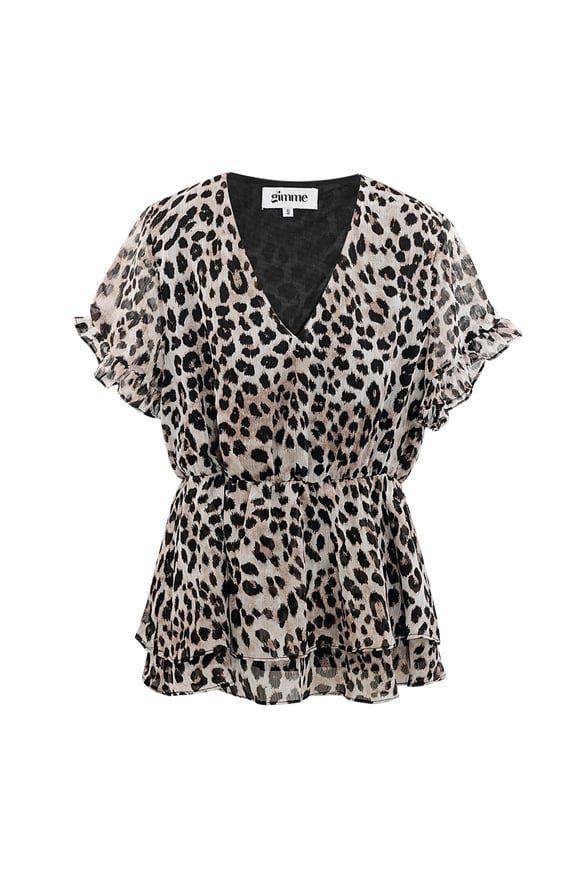 Peplum leopard print top - brown