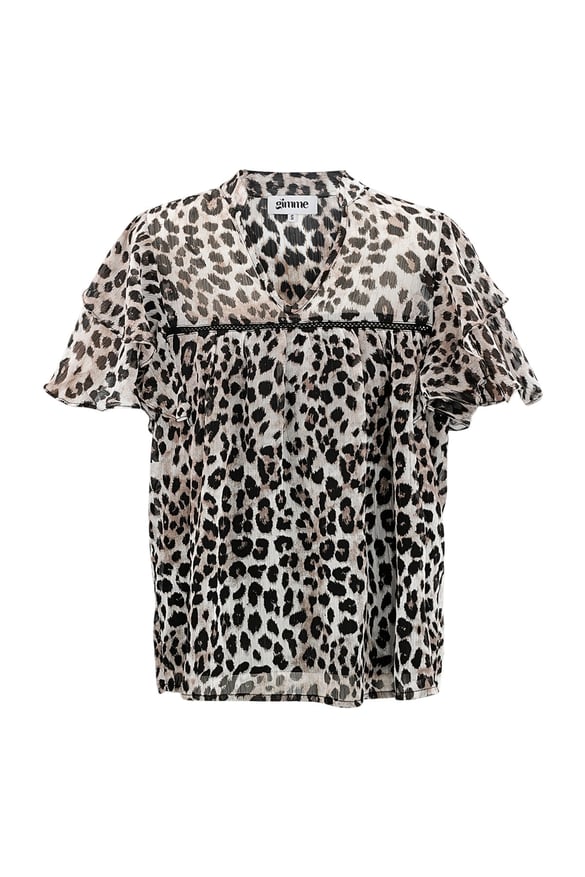 Leopard print top flare sleeves - brown 2