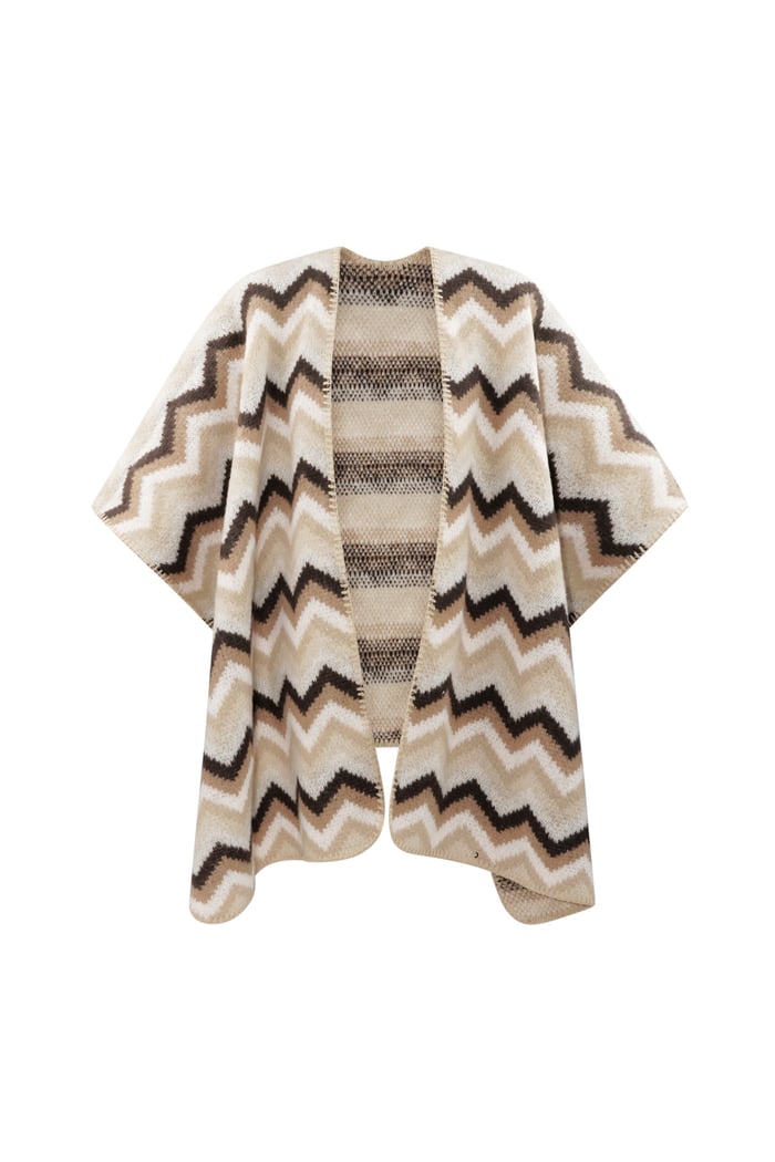 Winter poncho wrapped in warmth - black beige 