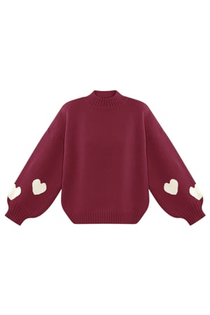 Comfort Heart Knit sweater - Red h5 