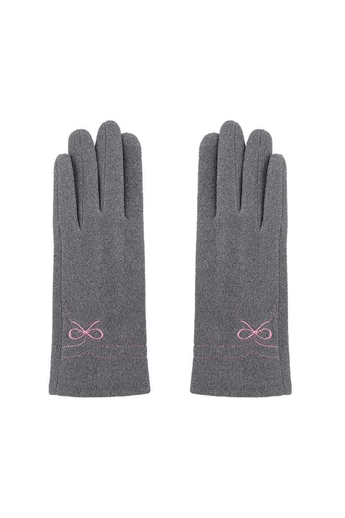 Delicate bow gloves - grey 