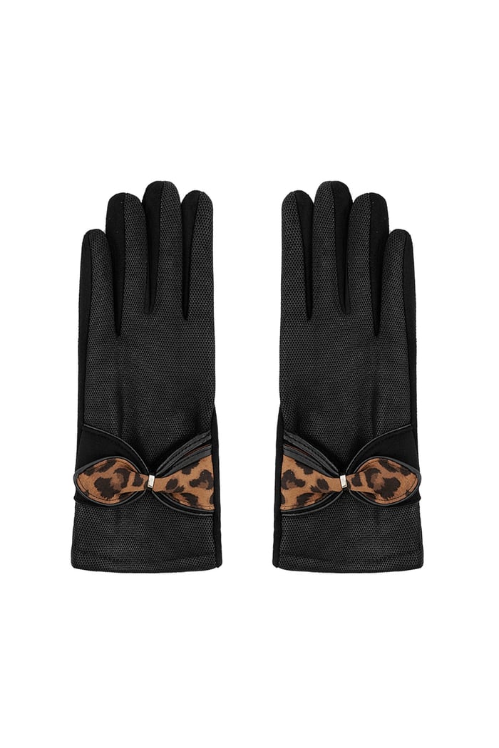 Panther detail gloves - black 