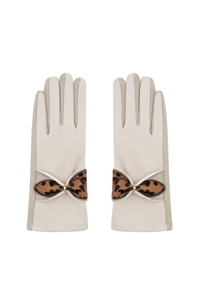 Panther detail gloves - beige 