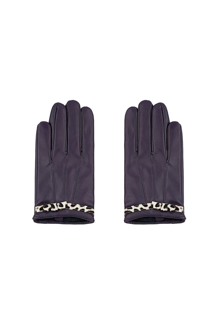 Handschuhe kuschelig Leopard - lila 