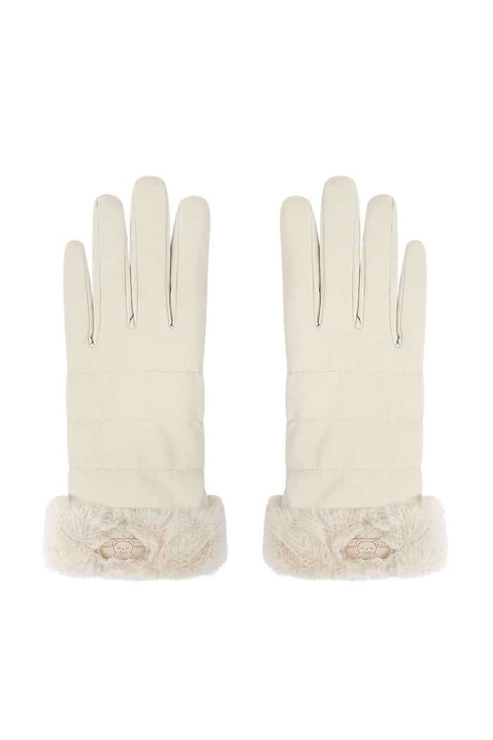 Fuzzy gloves - beige 