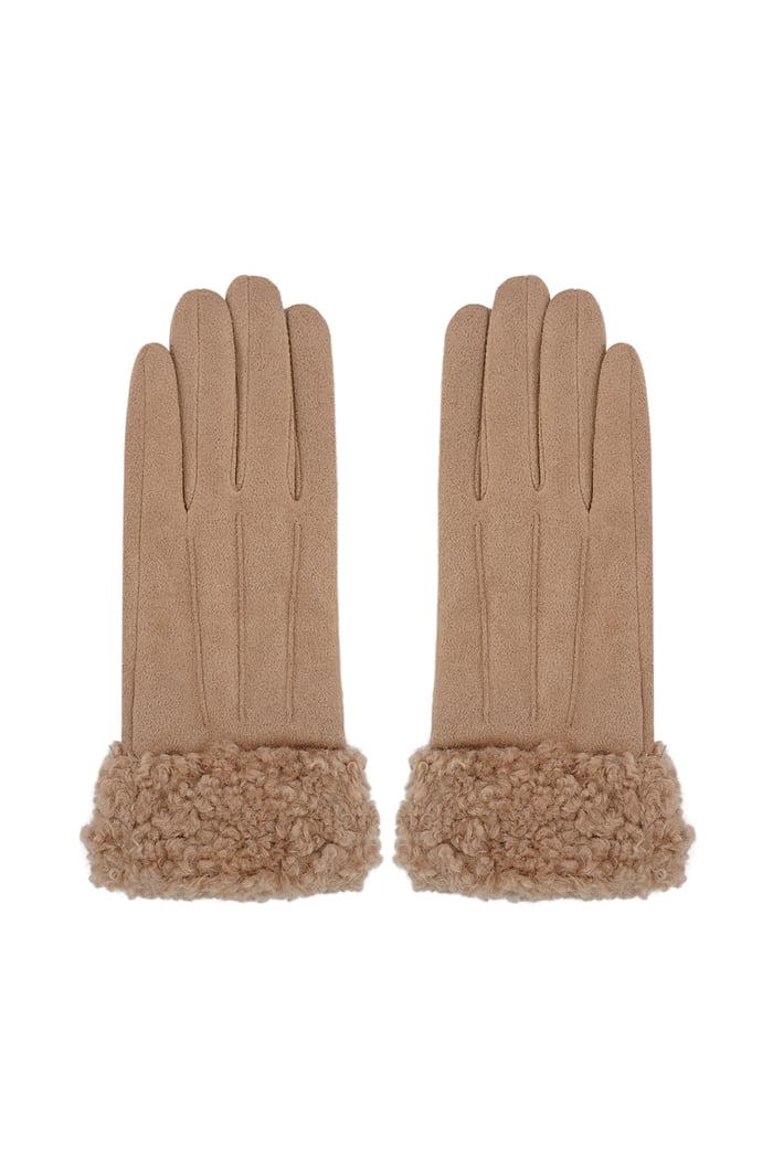 Fuzzy gloves - brown 