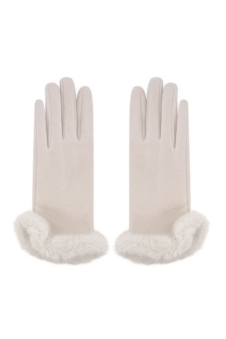 Fluffy elegance glove - beige 2