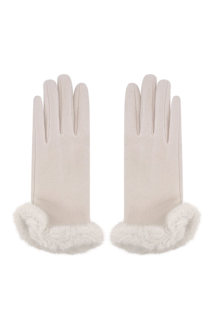 Fluffy elegance glove - beige 