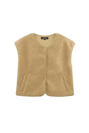 Fluffy teddy vest - camel h5 